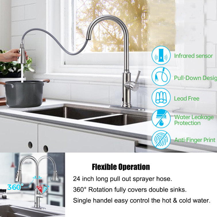 ARRISEA Pull Down Touchless Kitchen Faucet Wayfair